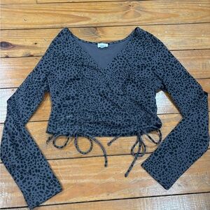 (974)*BALLET/PILATES CROSS TOP CHEETAH PRINT*